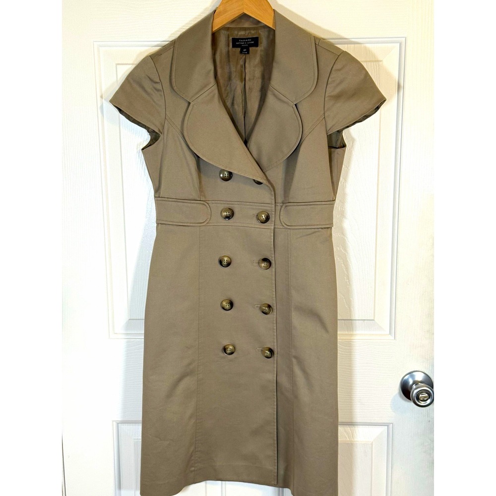 Tahari Arthur S. Levine Preppy Granola Sheath Dress 4P Petite Collared Button
